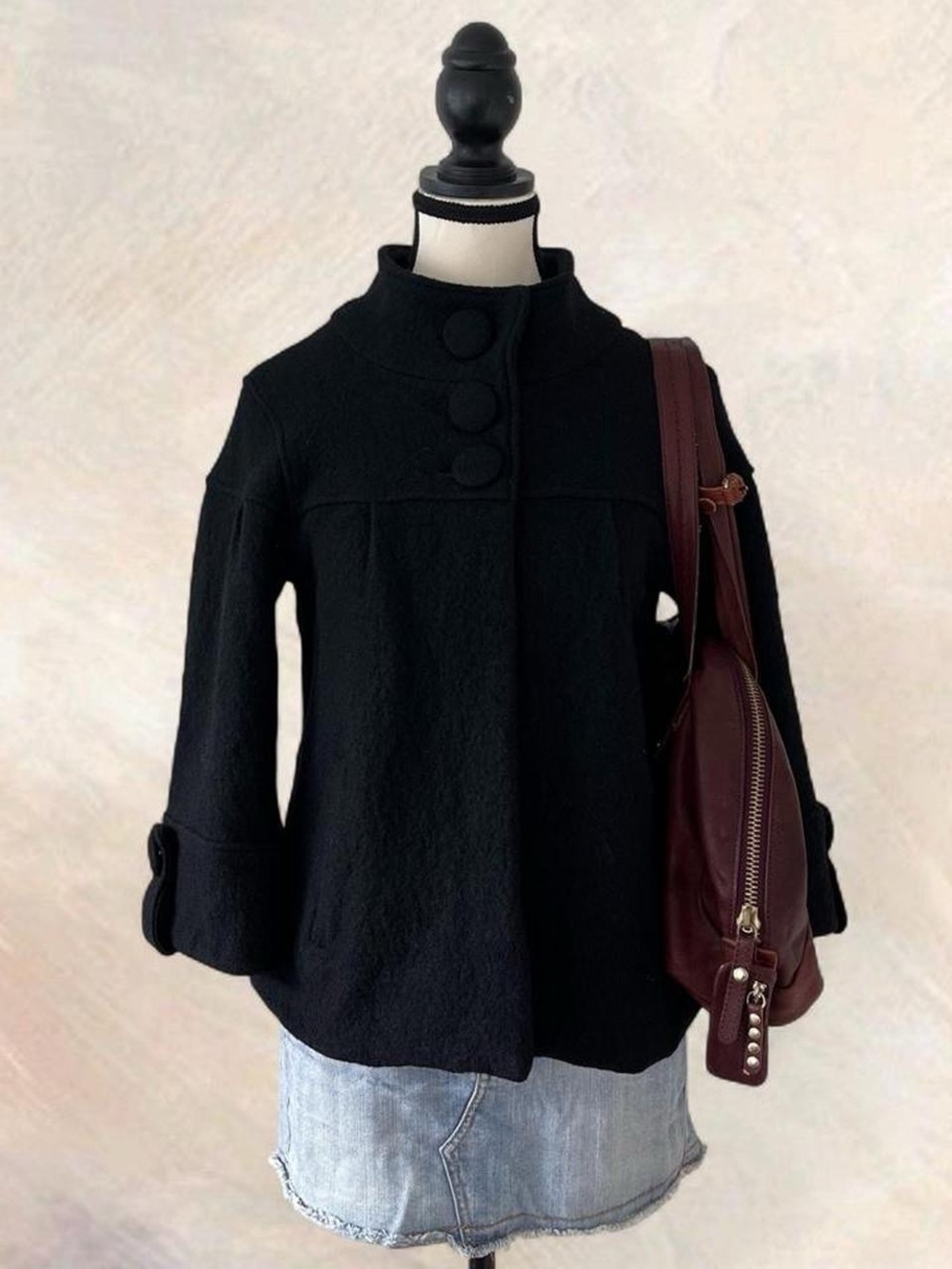 Ycs Black Babydoll Peacoat